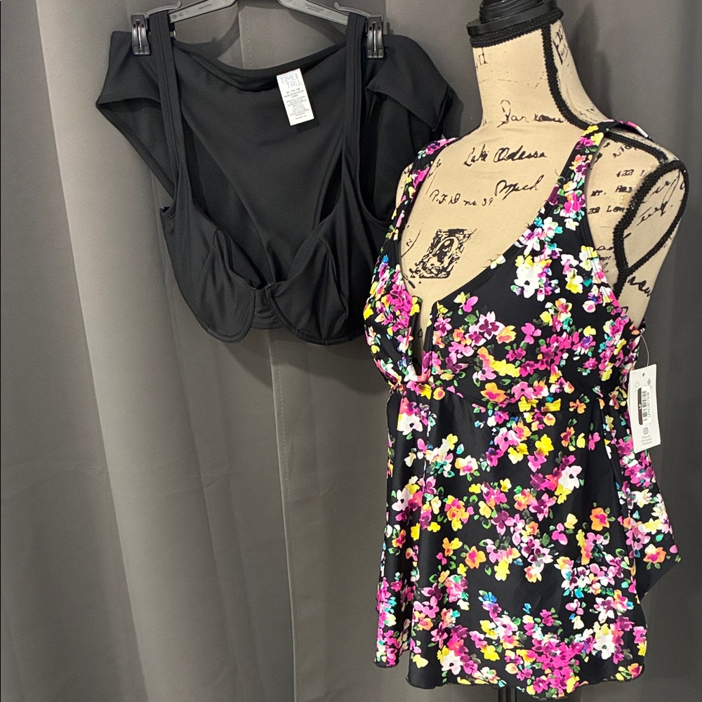 Bundle of 3 piece swim wear.  Black two piece and Black Floral tankini.